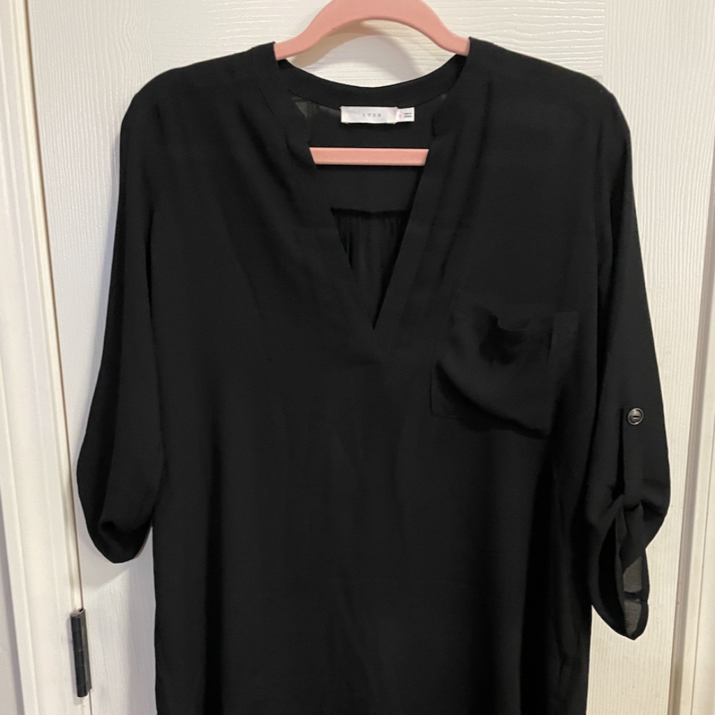 Black Mesh Button Down